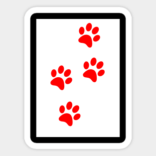 Red Pawprints on White Sticker